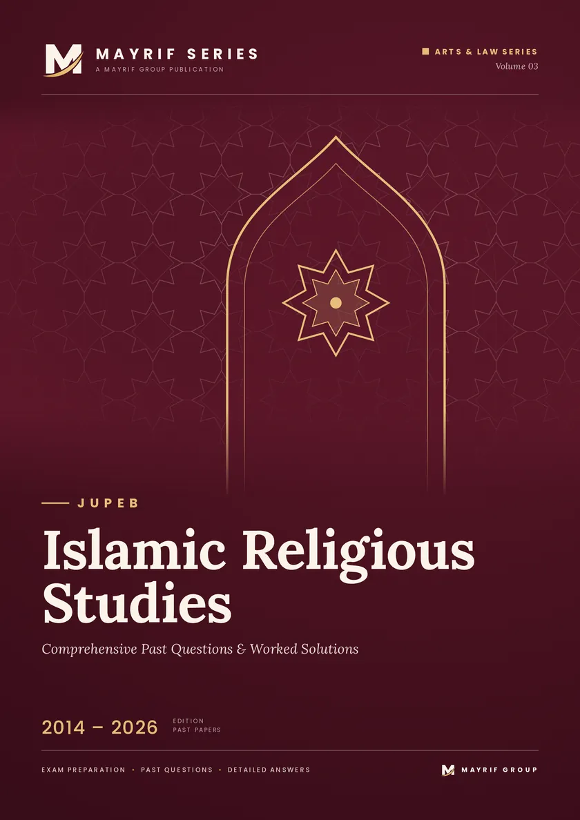 Mayrif Series JUPEB Islamic Religious Studies past questions book cover, Arts & Law Series